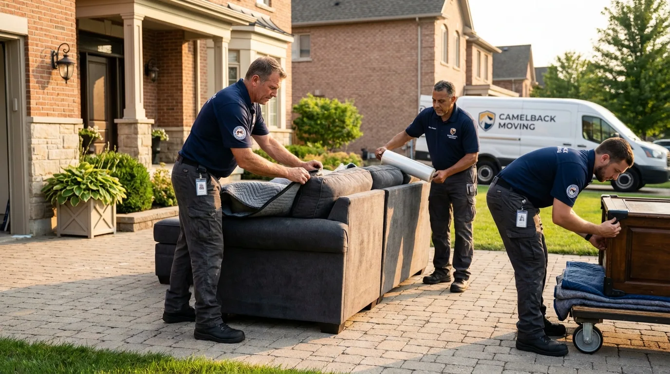 Large estate moving crew wrapping furniture in Sealy, TX